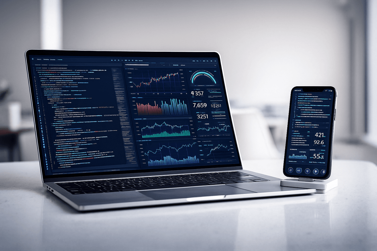 Finance dashboard on laptop and phone